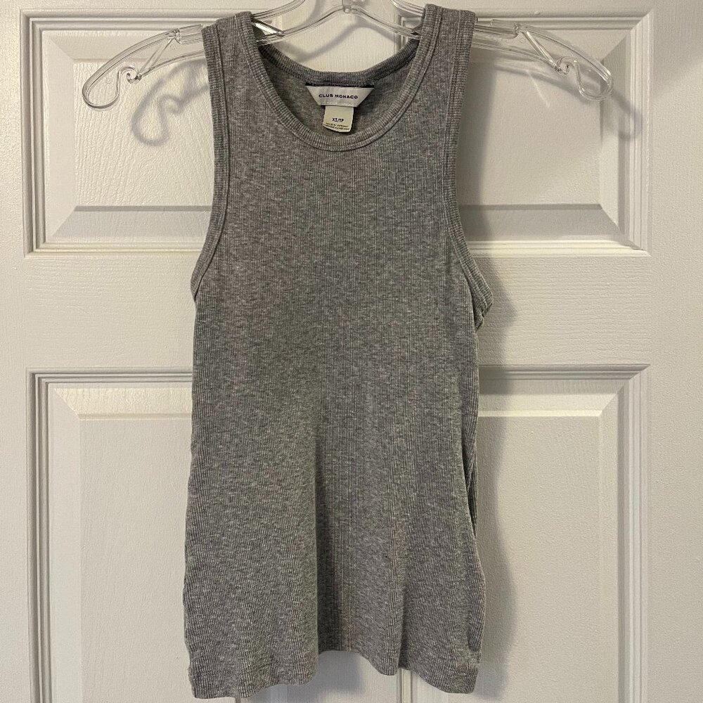 Club Monaco Racerback Ribbed Tank in Gray - Picture 2 of 4